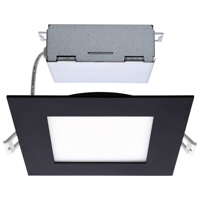 Remote Driver LED Downlight Satco S11877 12 Watt - LED Direct Wire Downlight - Edge-lit - 6 inch - CCT Selectable - 120 volt - Dimmable - Square - Remote Driver - Black Finish Satco