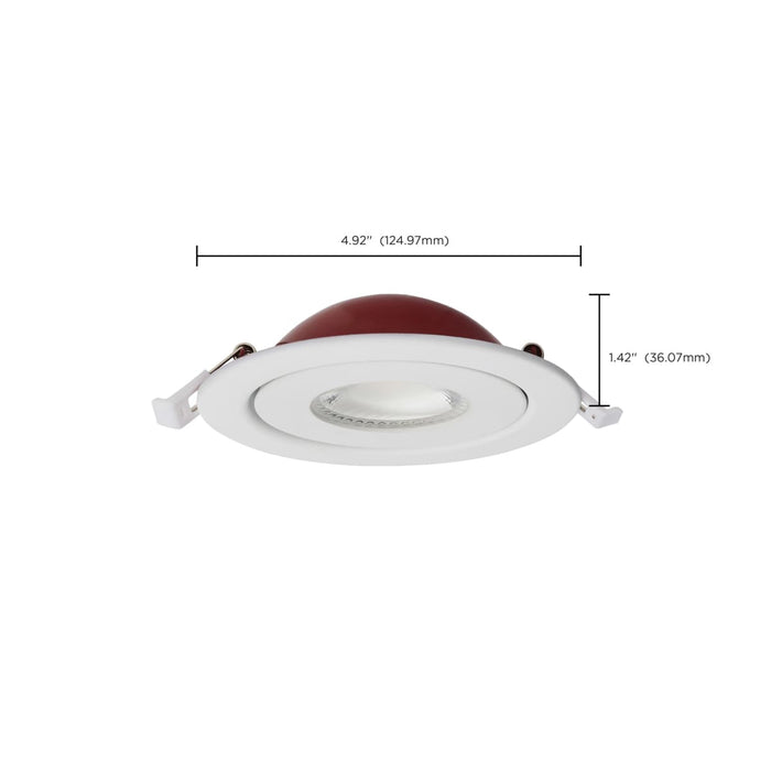 Remote Driver LED Downlight Satco S11880 9 Watt LED - Fire Rated - 4 Inch Direct Wire Directional Downlight - Round Shape - White Finish - CCT Selectable - Dimmable - 120 Volts Satco