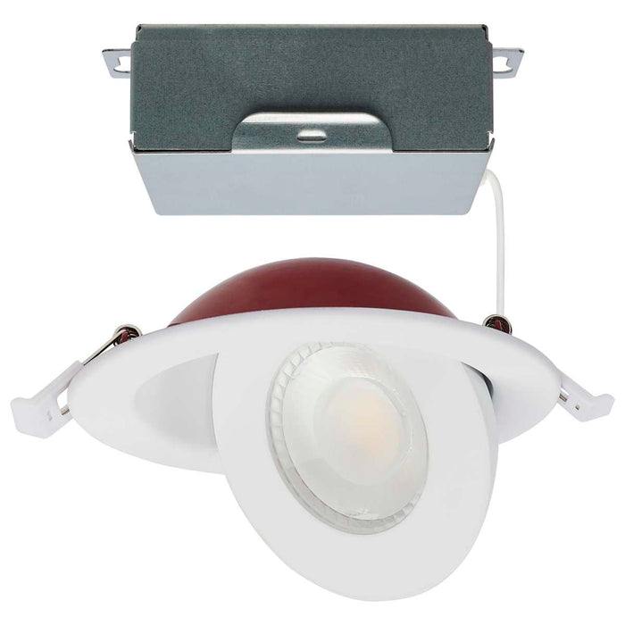 Remote Driver LED Downlight Satco S11880 9 Watt LED - Fire Rated - 4 Inch Direct Wire Directional Downlight - Round Shape - White Finish - CCT Selectable - Dimmable - 120 Volts Satco
