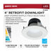 Downlight Retrofit Satco S11882 Field Selectable LED Downlight Retrofit - Deep Baffle - 5.8/7/9.5 Watts - 27K/30K/35K/40K/50K CCT - 4 Inch - Round Shape - White Finish - 120 Volts Satco