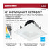 Downlight Retrofit Satco S11884 Field Selectable LED Downlight Retrofit - Deep Baffle - 5.8/7/9.5 Watts - 27K/30K/35K/40K/50K CCT - 4 Inch - Square Shape - White Finish - 120 Volts Satco