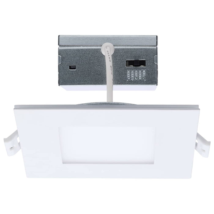 Remote Driver LED Downlight Satco S11888 9 Watt LED Direct Wire Downlight with Night Light - 4 Inch - Remote Driver - CCT Selectable - Dimmable - Square - White Finish Satco