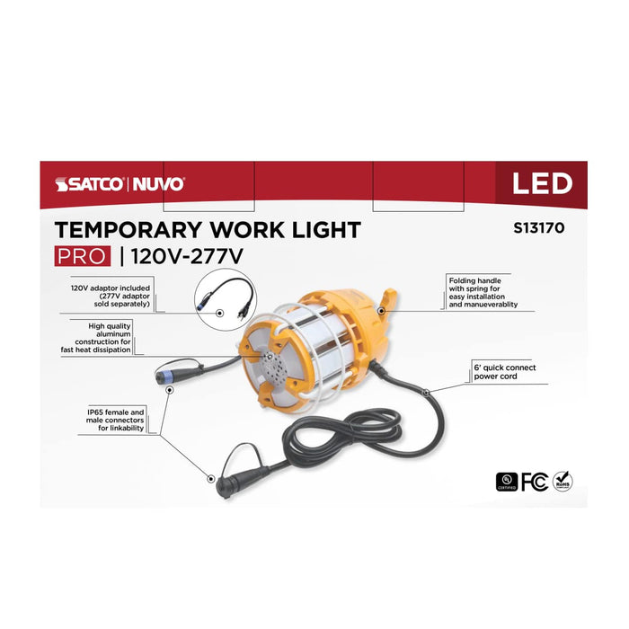 Work Light Satco S13170 60 Watt LED Hi-Pro Temp Work Light - 5000K - Corncob Shape - 80 CRI - Orange Finish Satco