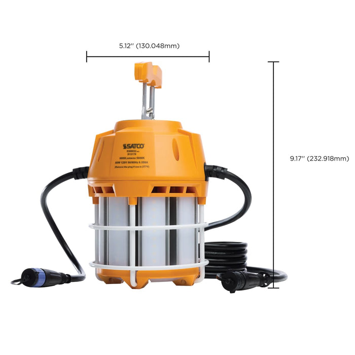 Work Light Satco S13170 60 Watt LED Hi-Pro Temp Work Light - 5000K - Corncob Shape - 80 CRI - Orange Finish Satco
