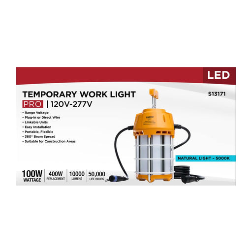Work Light Satco S13171 100 Watt LED Hi-Pro Temp Work Light - 5000K - Corncob Shape - 80 CRI - Orange Finish Satco