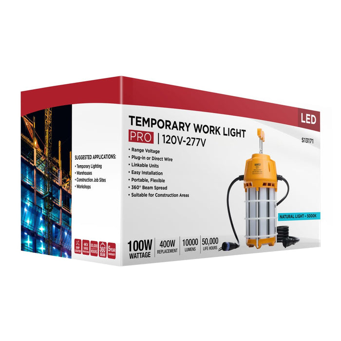 Work Light Satco S13171 100 Watt LED Hi-Pro Temp Work Light - 5000K - Corncob Shape - 80 CRI - Orange Finish Satco