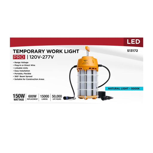 Work Light Satco S13172 150 Watt LED Hi-Pro Temp Work Light - 5000K - Corncob Shape - 80 CRI - Orange Finish Satco