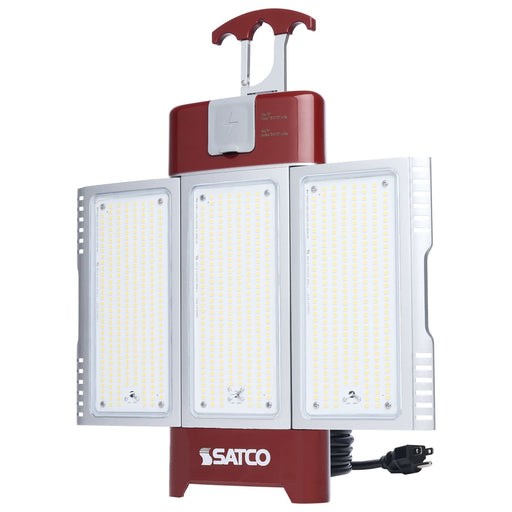 Work Light Satco S13175 30/70/100/120 Watt LED Work Light with Remote - 5000K CCT - Red Finish - 120 Volt Satco
