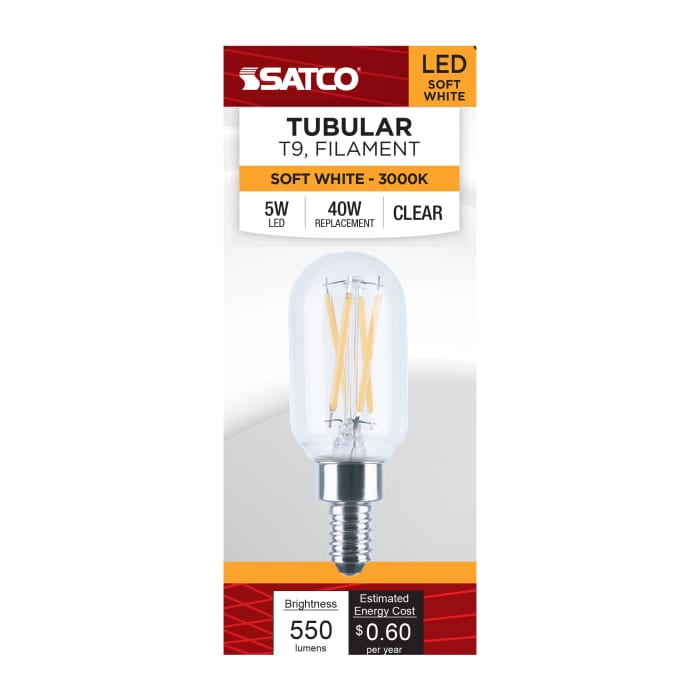 LED T9 Satco S21385 5W T9 LED Bulb 3000K 550 Lumens Dimmable E12 Clear Satco