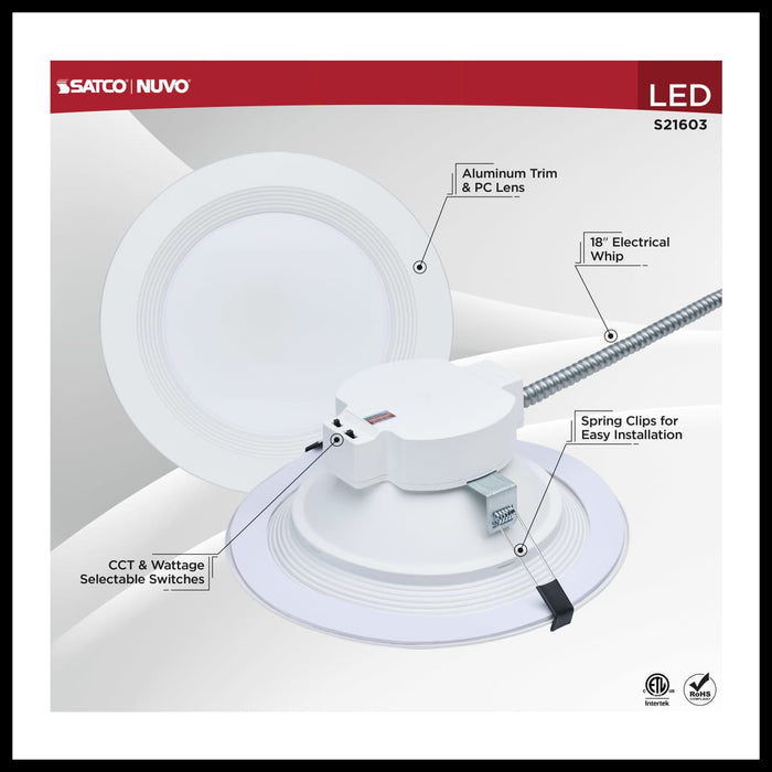 Commercial Downlight Retrofit Nuvo S21603 35W Field Selectable LED 10-Inch Commercial Downlight - Dual Dimming - Round - 120-277 Volt Nuvo