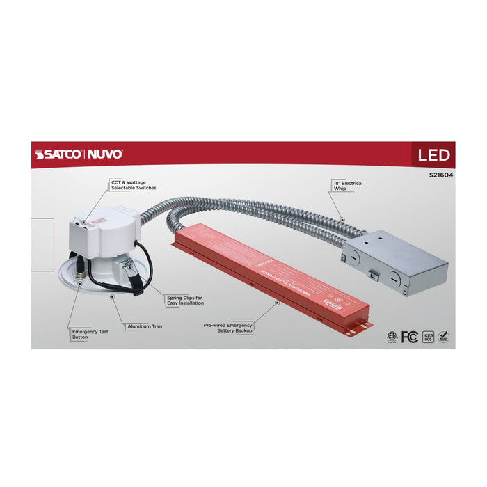 Commercial Downlight Retrofit Nuvo S21604 14.6W Field Selectable LED 4-Inch Commercial Downlight - Dual Dimming - Integrated Emergency Driver - Round - 120-347 Volt Nuvo