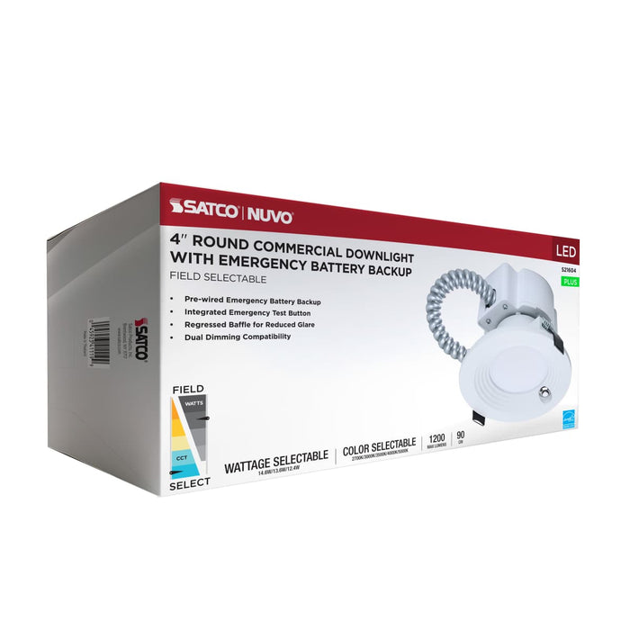 Commercial Downlight Retrofit Nuvo S21604 14.6W Field Selectable LED 4-Inch Commercial Downlight - Dual Dimming - Integrated Emergency Driver - Round - 120-347 Volt Nuvo