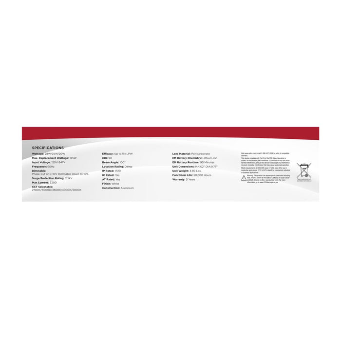 Commercial Downlight Retrofit Nuvo S21606 28W Field Selectable LED 8-Inch Commercial Downlight - Dual Dimming - Integrated Emergency Driver - Round - 120-347 Volt Nuvo