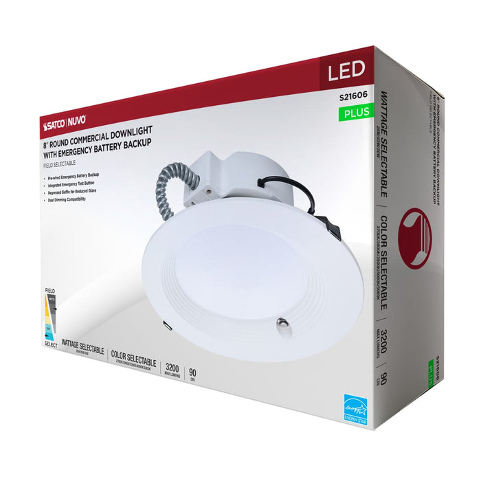 Commercial Downlight Retrofit Nuvo S21606 28W Field Selectable LED 8-Inch Commercial Downlight - Dual Dimming - Integrated Emergency Driver - Round - 120-347 Volt Nuvo