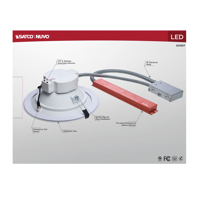 Commercial Downlight Retrofit Nuvo S21607 38W Field Selectable LED 10-Inch Commercial Downlight - Dual Dimming - Integrated Emergency Driver - Round - 120-277 Volt Nuvo