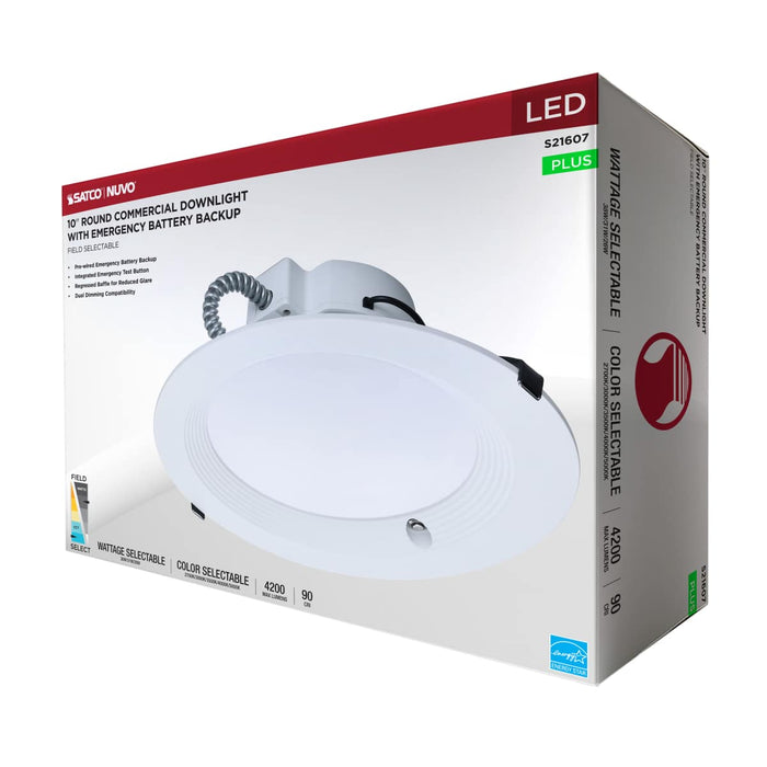 Commercial Downlight Retrofit Nuvo S21607 38W Field Selectable LED 10-Inch Commercial Downlight - Dual Dimming - Integrated Emergency Driver - Round - 120-277 Volt Nuvo