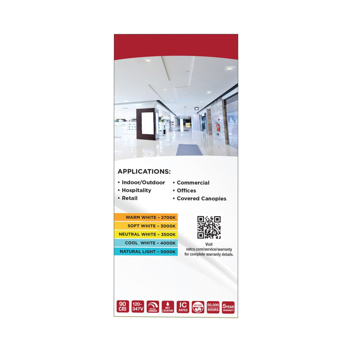 Commercial Downlight Retrofit Nuvo S21609 18.5W Field Selectable LED 6-Inch Commercial Downlight - Dual Dimming - Square - 120-347 Volt Nuvo
