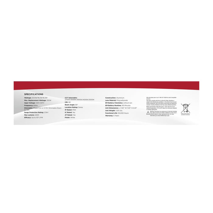 Commercial Downlight Retrofit Nuvo S21613 20.5W Field Selectable LED 6-Inch Commercial Downlight - Dual Dimming - Integrated Emergency Driver - Square - 120-347 Volt Nuvo