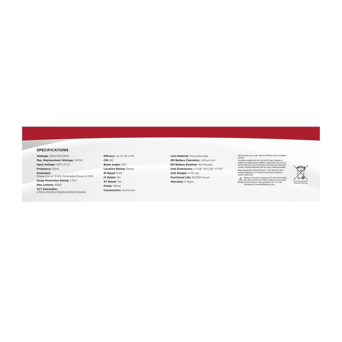Commercial Downlight Retrofit Nuvo S21615 38W Field Selectable LED 10-Inch Commercial Downlight - Dual Dimming - Integrated Emergency Driver - Square - 120-277 Volt Nuvo