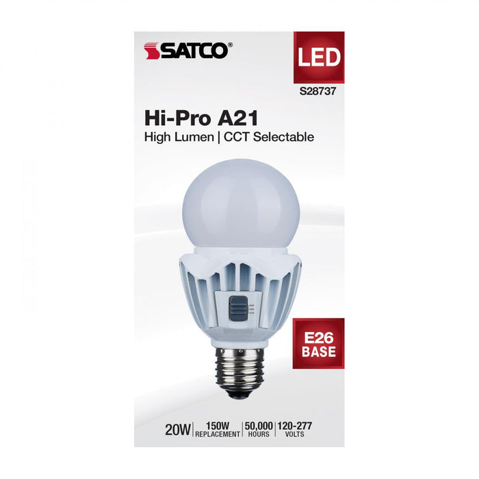 Satco S28737 20WA21/LED/3CCT/120-277V 20 Watt LED A21 Bulb 27K/40K/50K CCT Selectable LightStoreUSA