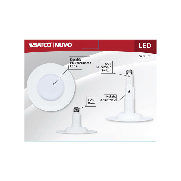 Downlight Retrofit Satco S29599 12 Watt LED Downlight Retrofit - 5-6 Inch - CCT Selectable - 120 Volt - 2 Pack Satco