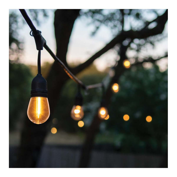 String Light Satco S8020R1 24 Foot LED String Light - 12-S14 Lamps - 2700K CCT - Black - 120 Volt Satco