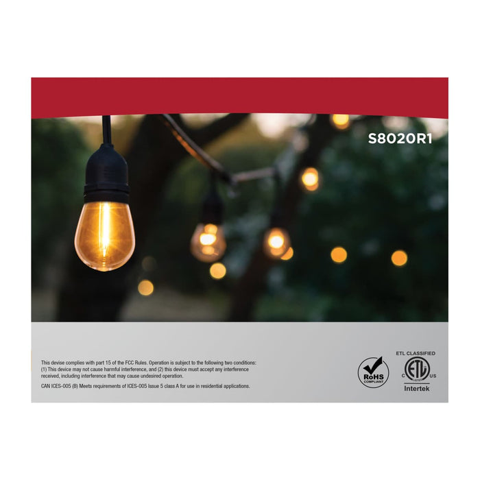 String Light Satco S8020R1 24 Foot LED String Light - 12-S14 Lamps - 2700K CCT - Black - 120 Volt Satco