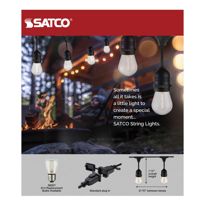 String Light Satco S8030 24Ft - LED String Light - Includes 12-S14 bulbs - 2200K - 120 Volts Satco