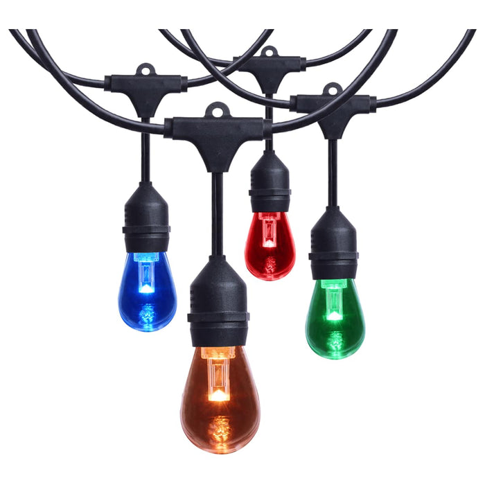 String Light Satco S8031R1 24 Foot LED String Light - 12-S14 Lamps - Medium Base - RGBTW - Infrared Remote - Black - 120 Volt Satco