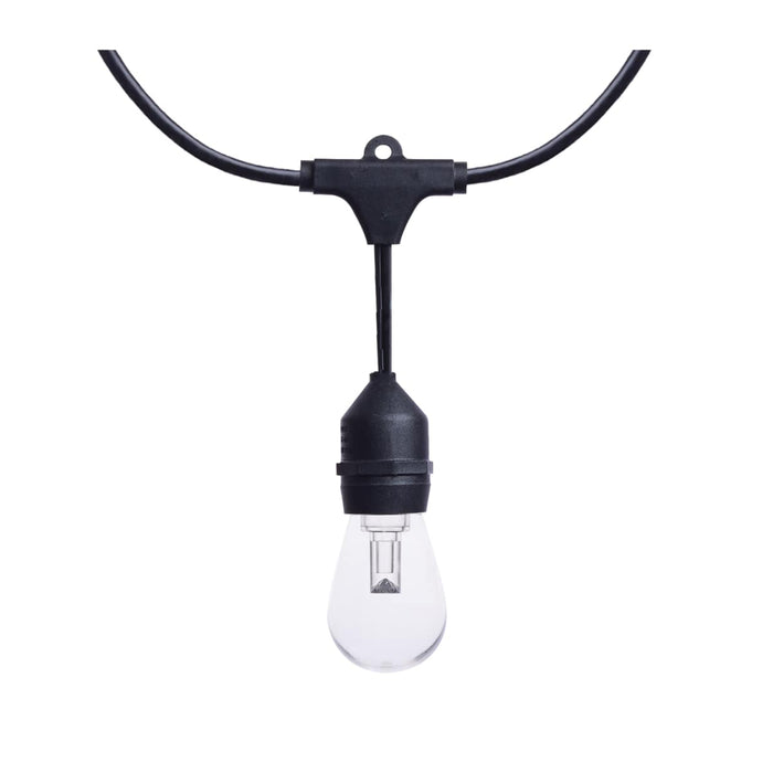 String Light Satco S8033R1 48 Foot LED String Light - 15-S14 Lamps - Medium Base - RGBTW - Infrared Remote - Black - 120 Volt Satco