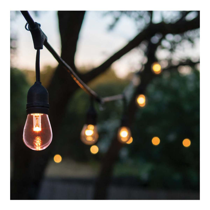 String Light Satco S8033R1 48 Foot LED String Light - 15-S14 Lamps - Medium Base - RGBTW - Infrared Remote - Black - 120 Volt Satco