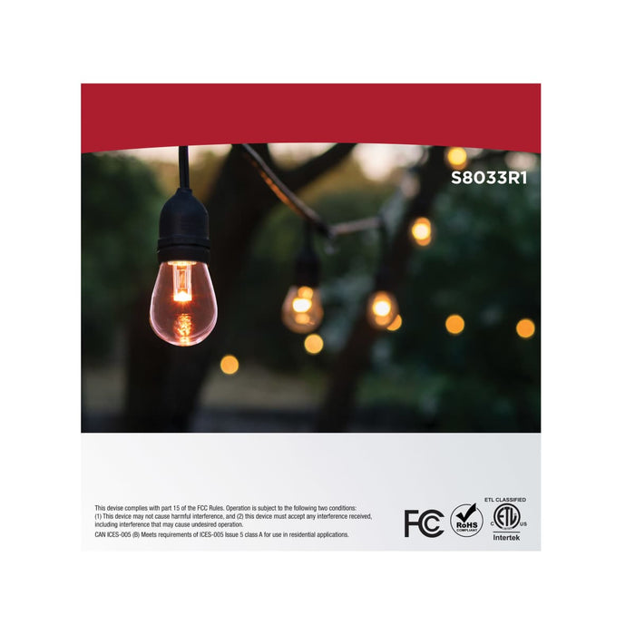 String Light Satco S8033R1 48 Foot LED String Light - 15-S14 Lamps - Medium Base - RGBTW - Infrared Remote - Black - 120 Volt Satco