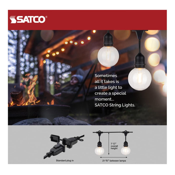 String Light Satco S8034 24Ft - LED String Light - Includes 12-G25 bulbs - 2200K - 120 Volts Satco