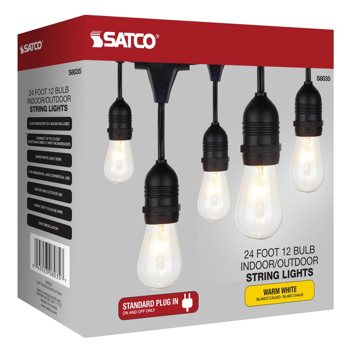 String Light Satco S8035 24Ft - Incandescent String Light - Includes 12-S14 bulbs - 120 Volts Satco