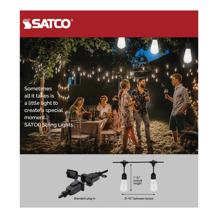 String Light Satco S8036 24Ft - LED String Light - 12 Vintage ST19 bulbs Included - 120 Volts Satco