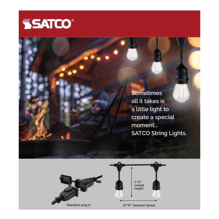 String Light Satco S8037 2 Pack - 24Ft - LED String Light - Includes 12-S14 bulbs - 2200K - 120 Volts Satco