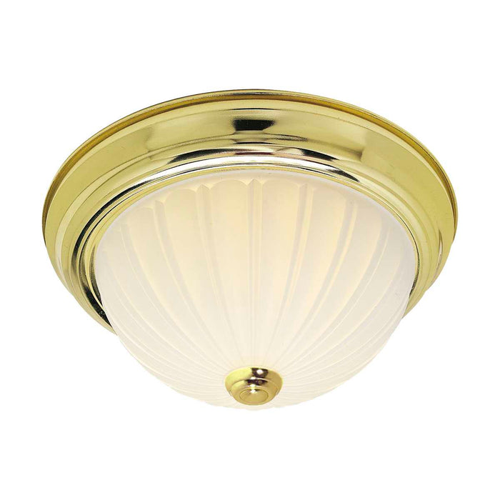 Flush Mount Nuvo SF76-124 2 Light - 11" Flush with Frosted Melon Glass - Polished Brass Finish Nuvo