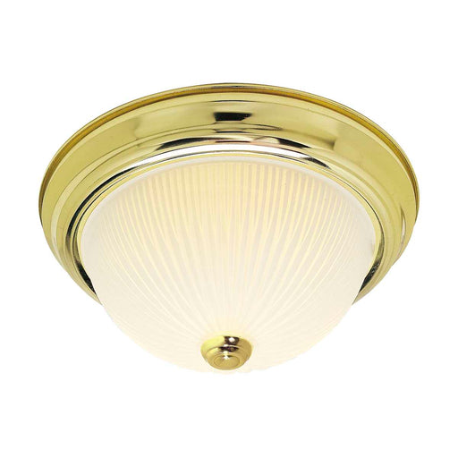Flush Mount Nuvo SF76-130 2 Light - 11" Flush with Frosted Ribbed - Polished Brass Finish Nuvo