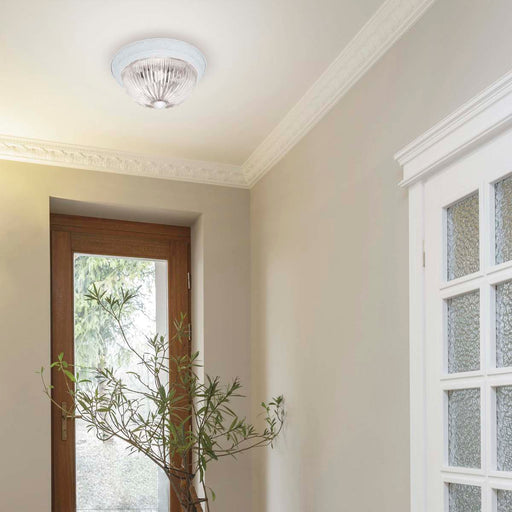 Flush Mount Nuvo SF76-191 2 Light - 11" Flush with Clear Ribbed Glass - Textured White Finish Nuvo