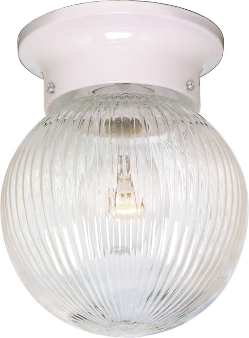 Flush Mount Nuvo SF76-257 1 Light - 6" Flush with Clear Ribbed Glass - White Finish Nuvo