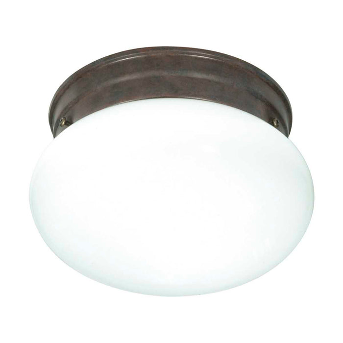 Flush Mount Nuvo SF76-600 1 Light - 8" - Flush Mount - Small White Mushroom - Old Bronze Finish Nuvo