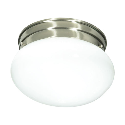 Flush Mount Nuvo SF76-601 1 Light - 8" - Flush Mount - Small White Mushroom - Brushed Nickel Finish Nuvo