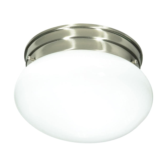 Flush Mount Nuvo SF76-601 1 Light - 8" - Flush Mount - Small White Mushroom - Brushed Nickel Finish Nuvo