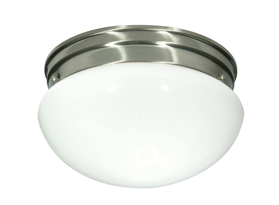Flush Mount Nuvo SF76-603 2 Light - 10" - Flush Mount - Medium White Mushroom - Brushed Nickel Finish Nuvo