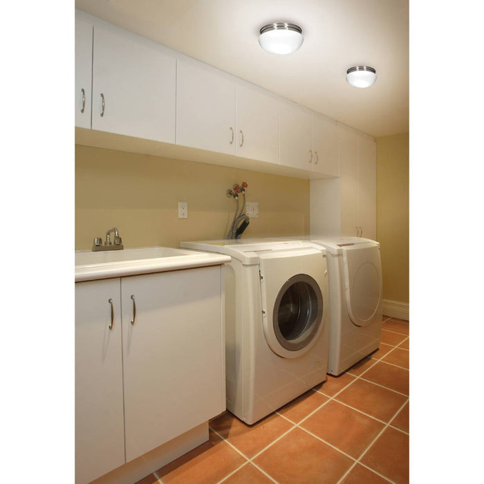 Flush Mount Nuvo SF76-605 2 Light - 12" - Flush Mount - Large White Mushroom - Brushed Nickel Finish Nuvo