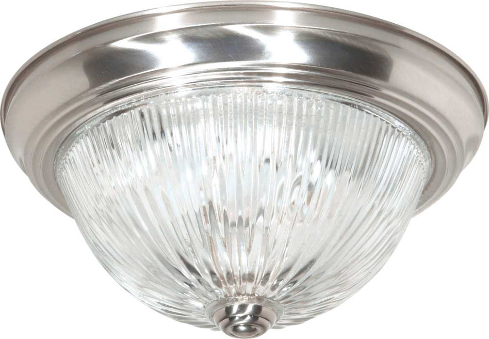 Flush Mount Nuvo SF76-610 2 Light - 13" - Flush Mount - Clear Ribbed Glass - Brushed Nickel Finish Nuvo