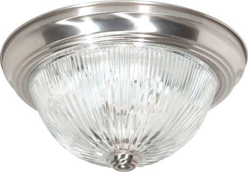 Flush Mount Nuvo SF76-611 3 Light - 15" - Flush Mount - Clear Ribbed Glass - Brushed Nickel Finish Nuvo