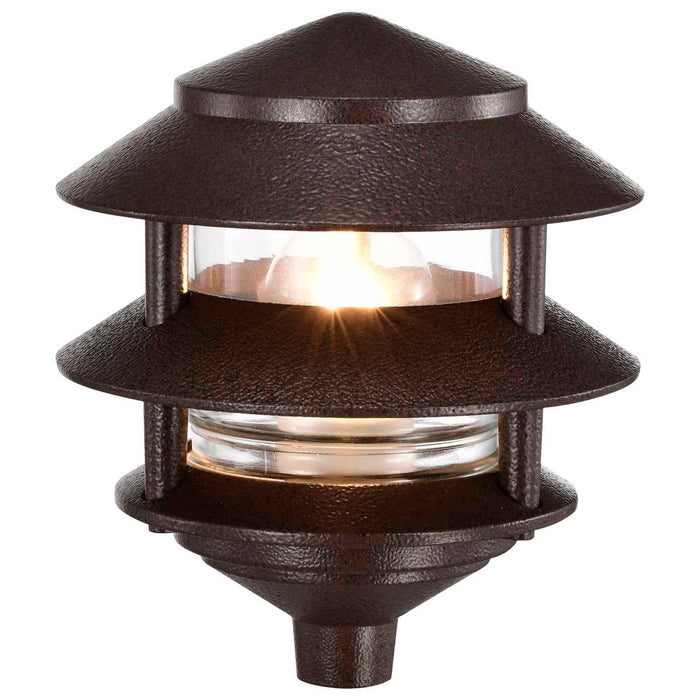 Post Lantern Nuvo SF76-632 Pagoda Garden Fixture - Small Hood - 1 light - 2 Louver - Old Bronze Finish Nuvo
