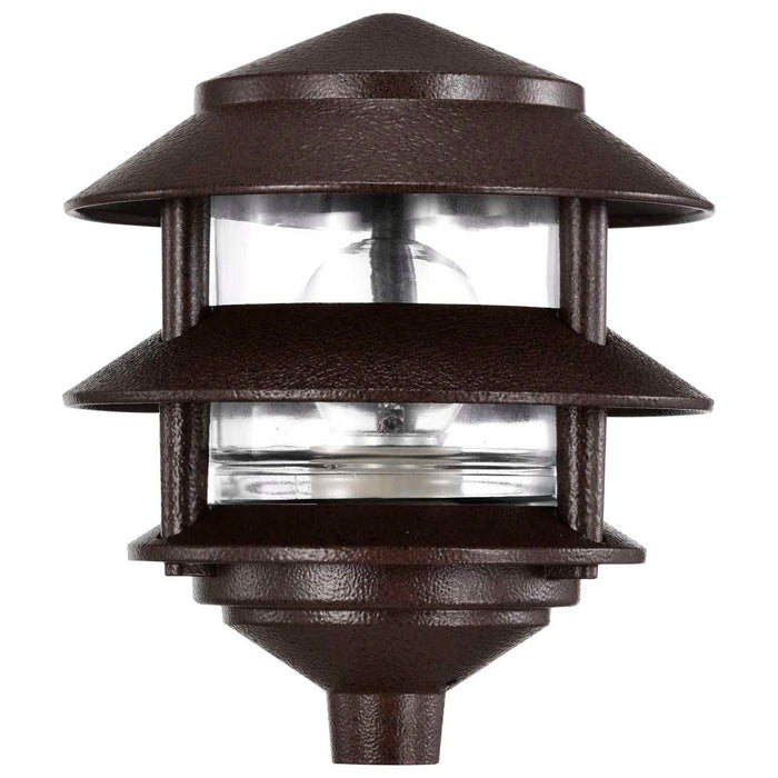 Post Lantern Nuvo SF76-632 Pagoda Garden Fixture - Small Hood - 1 light - 2 Louver - Old Bronze Finish Nuvo