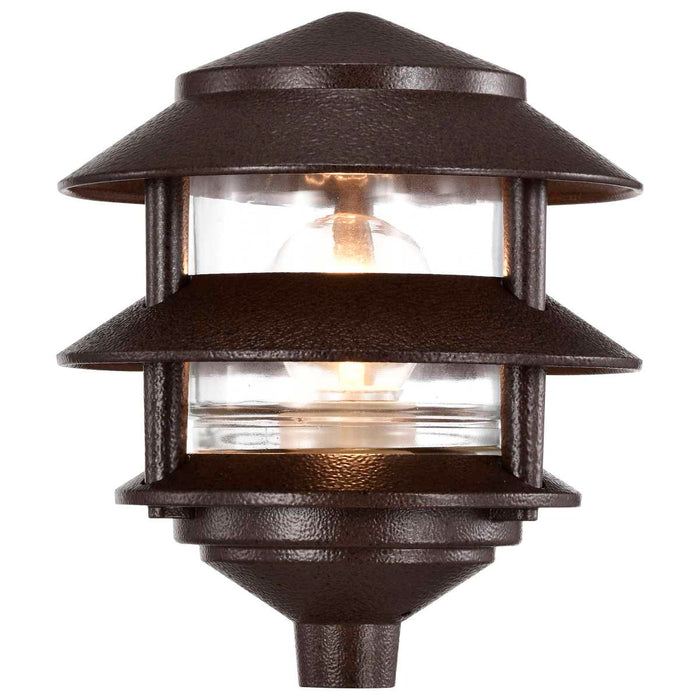 Post Lantern Nuvo SF76-632 Pagoda Garden Fixture - Small Hood - 1 light - 2 Louver - Old Bronze Finish Nuvo